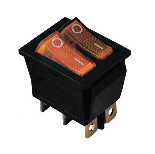 Переключатель TechnoSystems KCD2-2101N Y+Y/B 220 V с подсветкой Yellow (1554871060)