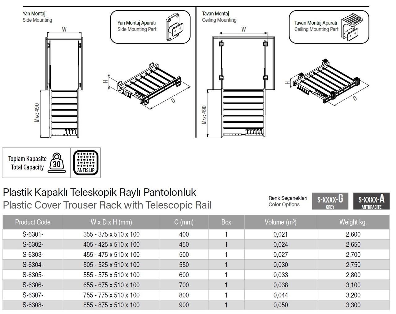 Вішалка для штанів Starax 800 мм Антрацит (S-6307-A) - фото 4