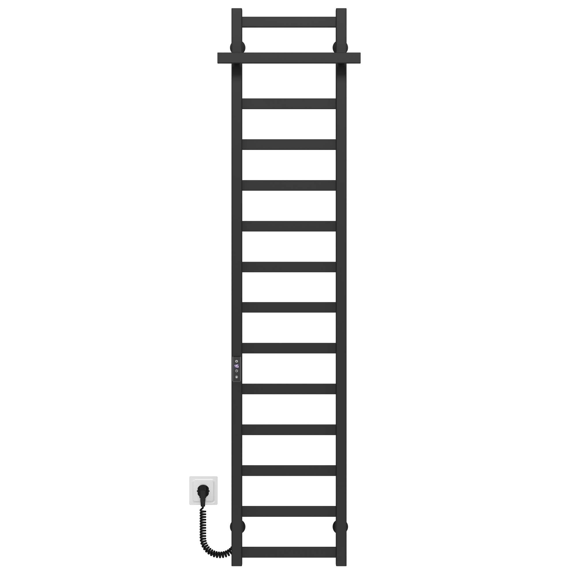 Полотенцесушитель электрический Deffi Nicolе П14 JD04 левое подключение нержавеющая сталь 300х1600 мм Черный (A.NI.160.30.14.EBL2)