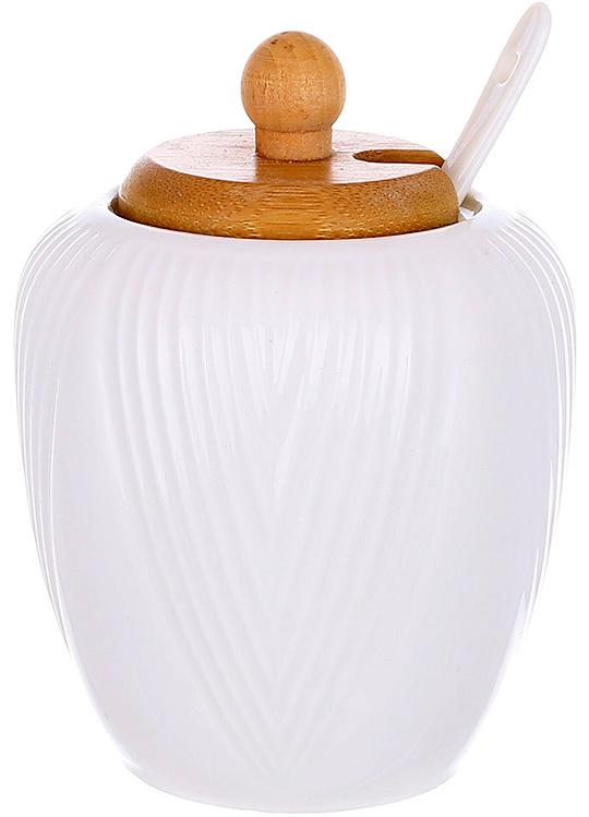 Цукорниця Ceram Bamboo Grace з ложкою і дерев'яною кришкою 9х12 см