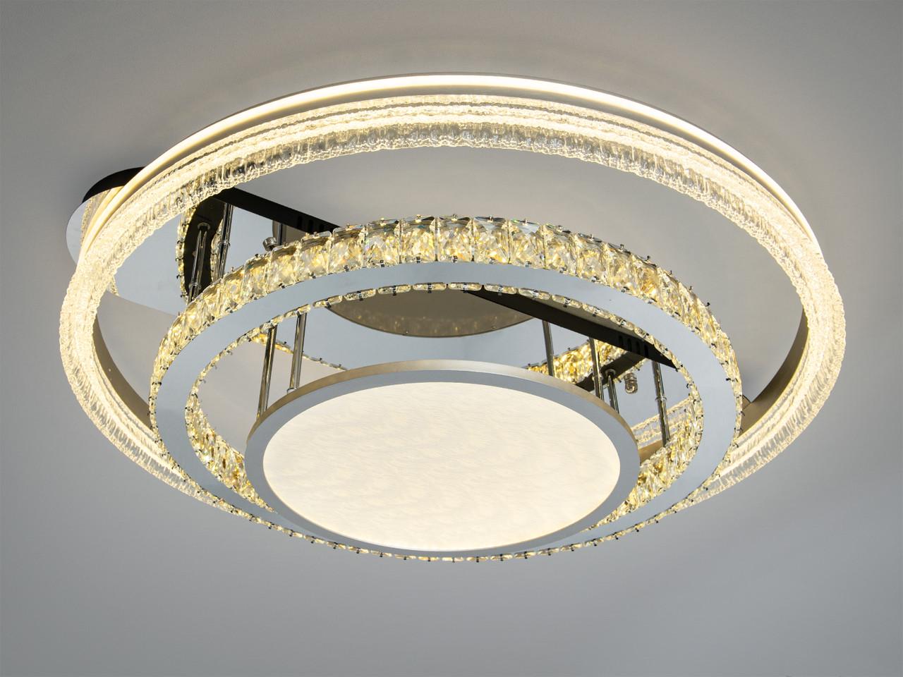 Люстра светодиодная для гостиной и спальни Diasha 8818/800+600+400 195W Хром (3065803391)