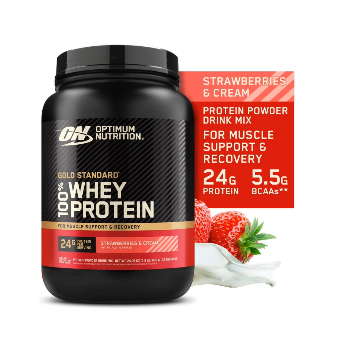 Протеин Optimum Nutrition Whey гold Standard Strawberry Cream 682 г