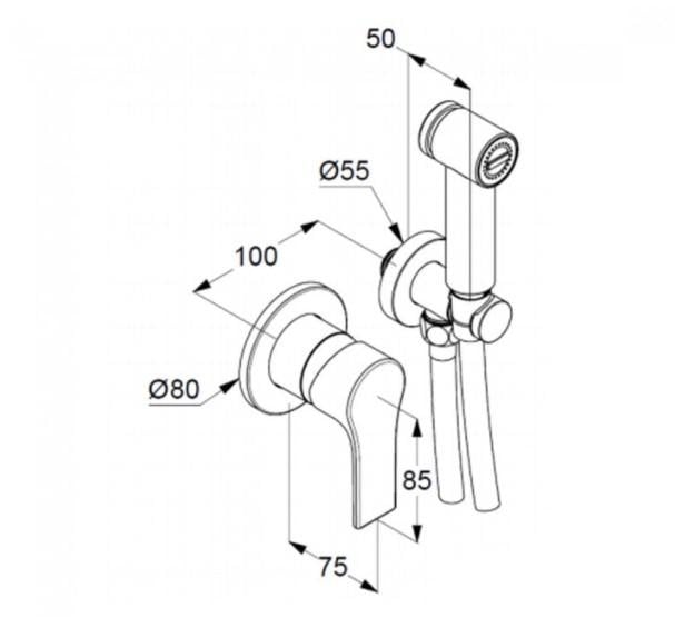 Гигиенический душ со смесителем Kludi Zenta SL 489980565 Хром