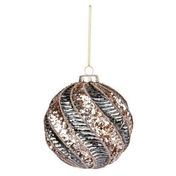 Шар новогодний Novogod’Ko стекло 10 см матовый орнамент Темно-зеленый (973863)