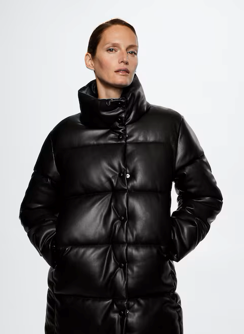 Пальто жіноче з еко-шкіри Mango 37037880 XS Чорний (00030) - фото 2 Пальто жіноче з еко-шкіри Mango 37037880 XS Чорний (00030) - фото 2