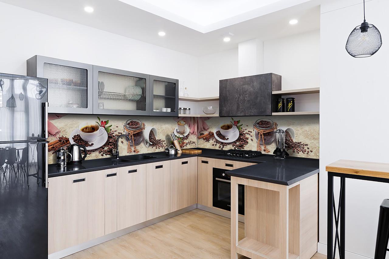 Кухонный фартук Кофе в зернах из самоклеющейся виниловой пленки 60х250 см Бежевый Кухонный фартук Кофе в зернах из самоклеющейся виниловой пленки 60х250 см Бежевый