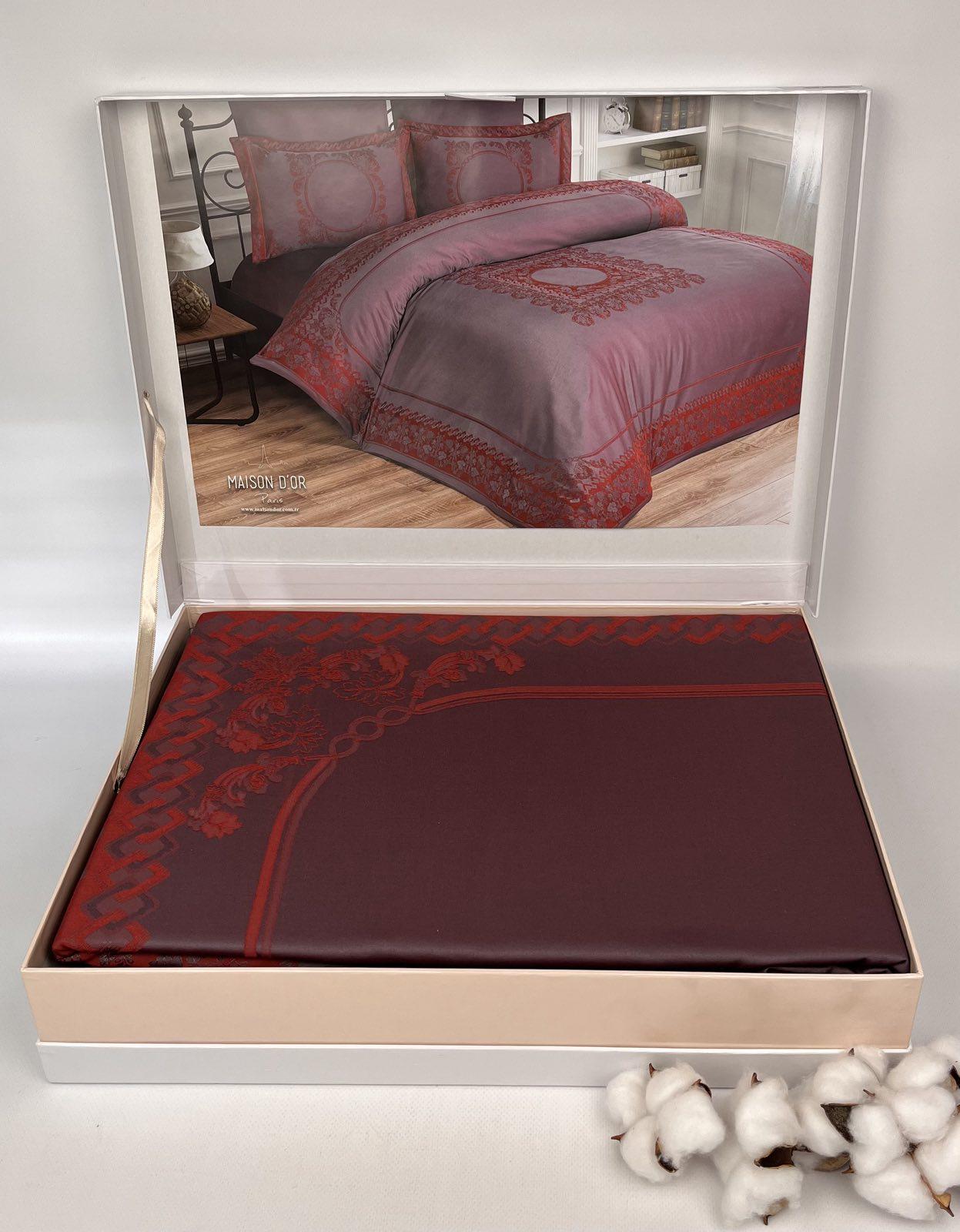 Комплект постельного белья Maison D'or Tom Ross 200х220 см сатин/бамбук с вышивкой Grey/Bordo (CN25505)