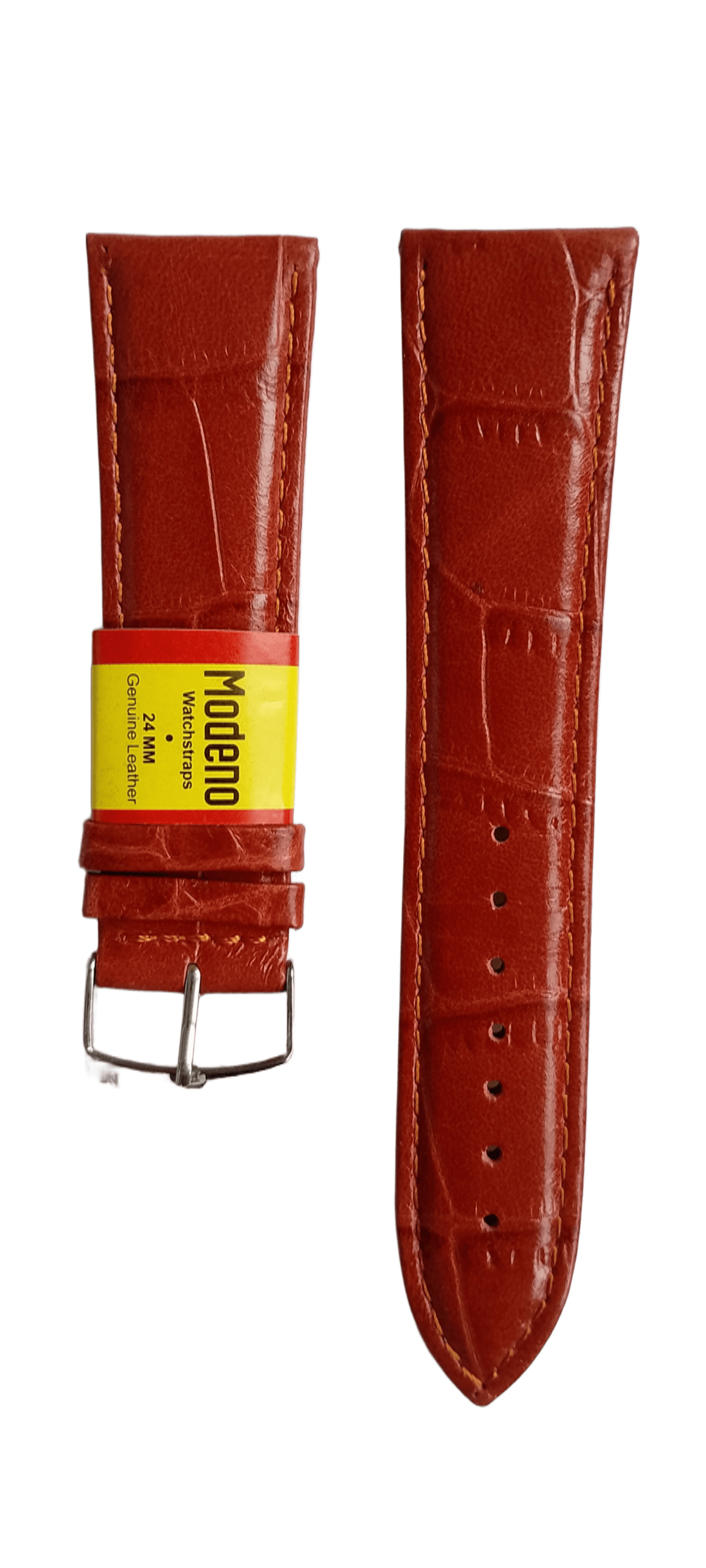 Ремешок кожаный для часов крокодил 24х180 мм Коричневый (2456I)