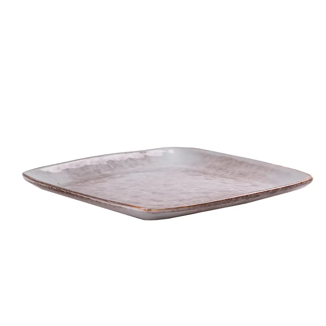 Тарілка плоска квадратна з порцеляни 21 см Бежевий (3489) - фото 3