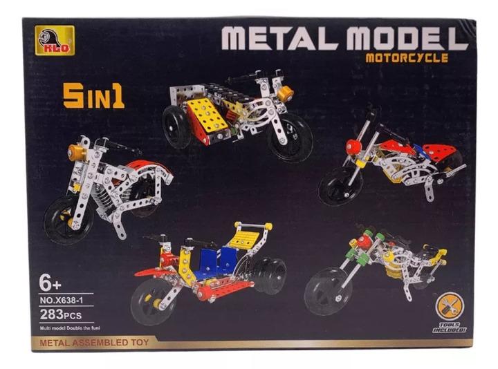 Конструктор в виде металлического мотоцикла из 283 деталей X638-1. - фото 3