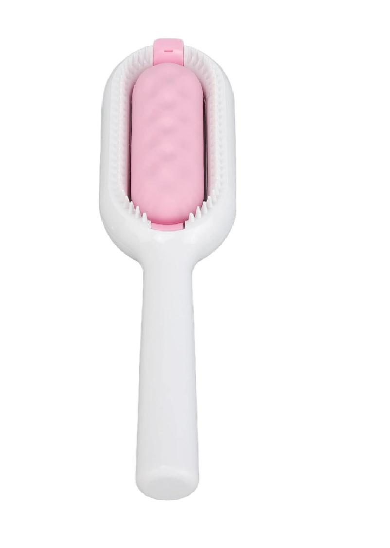 Двухсторонняя щетка для сухого и влажного вычесывания шерсти собак и кошек Розовый