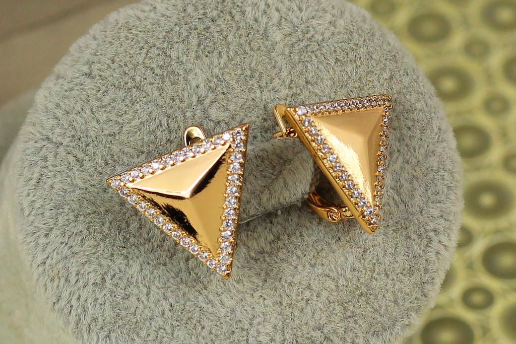 Серьги Xuping Jewelry Большой треугольник 1,6 см Золотистый (2426193858)