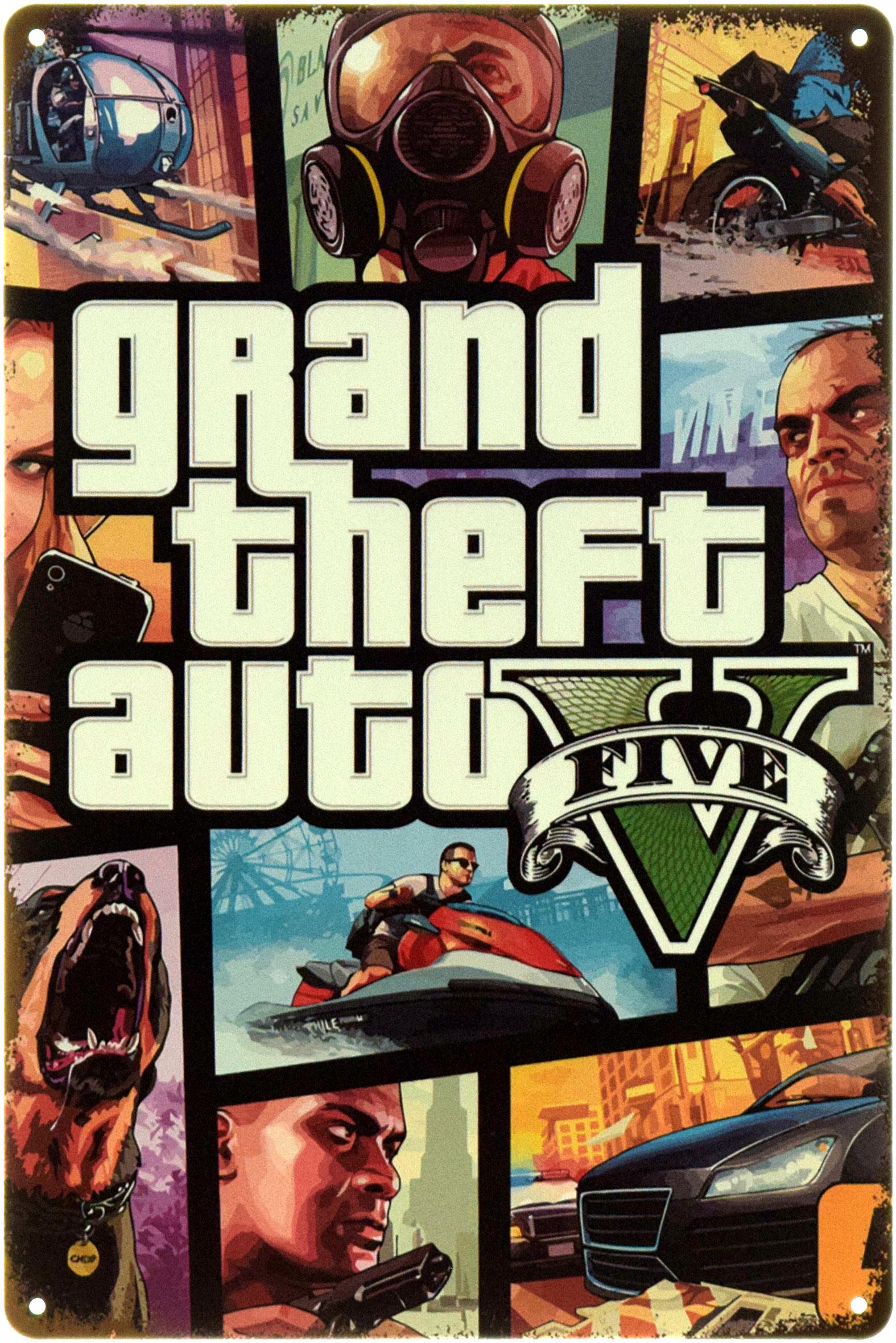 Табличка металева "GTA 5 Cover Art" 20x30 см (ms-104454) Табличка металева "GTA 5 Cover Art" 20x30 см (ms-104454)
