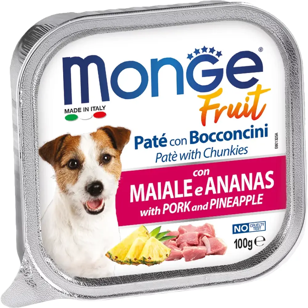 Корм вологий Monge Dog Fruit для собак усіх порід зі свининою та ананасом 100 г (70013253)