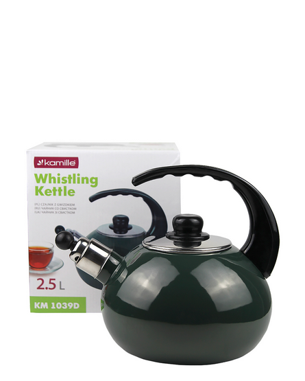 Чайник со свистком Kamille Vizo эмалированный с двойным дном для газа и индукции 2,5 л Зеленый (1039D) - фото 6 Чайник со свистком Kamille Vizo эмалированный с двойным дном для газа и индукции 2,5 л Зеленый (1039D) - фото 6