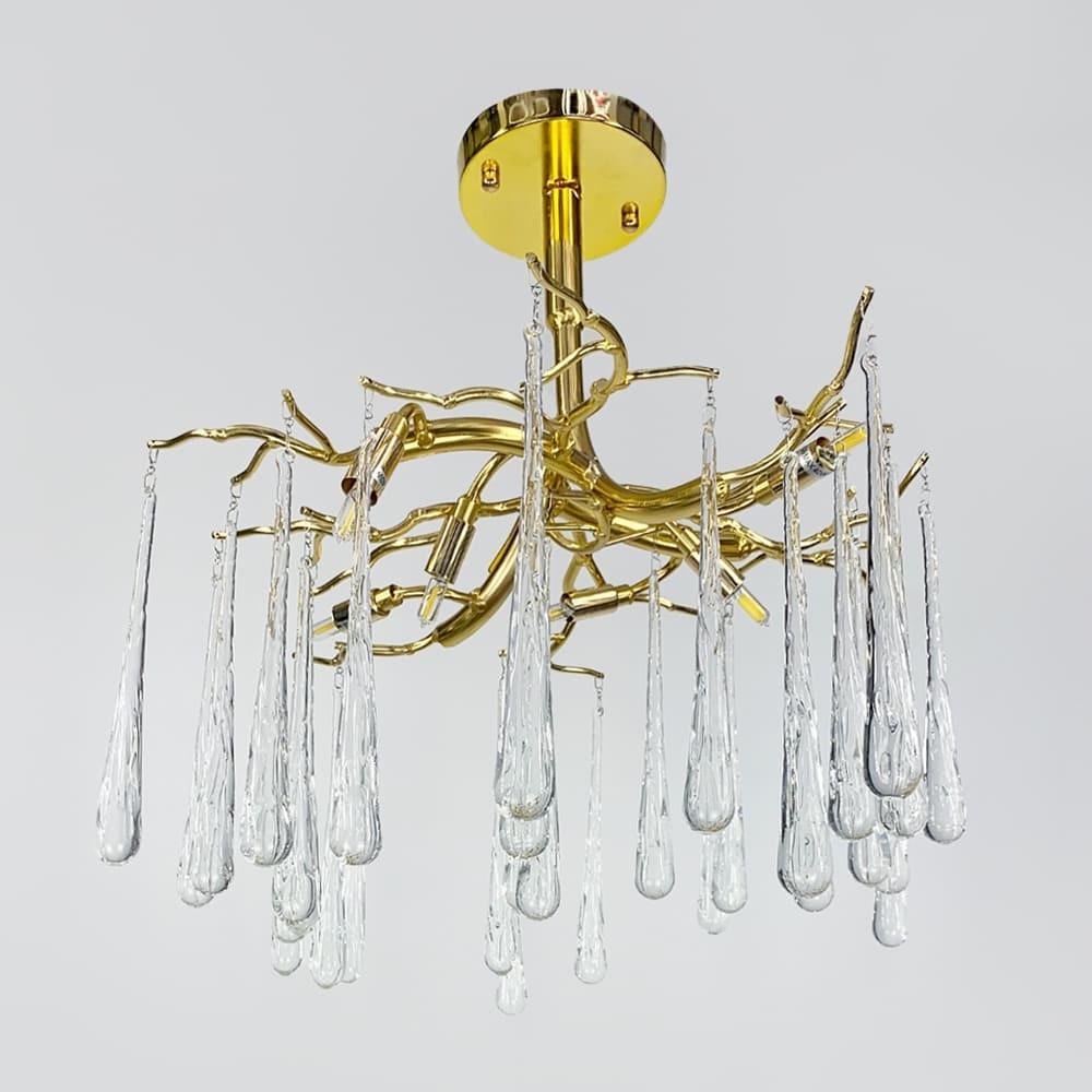 Люстра завораживающая с двумя вариантами прозрачных подвесов Ø 60 см Золотой (Y18/L600)