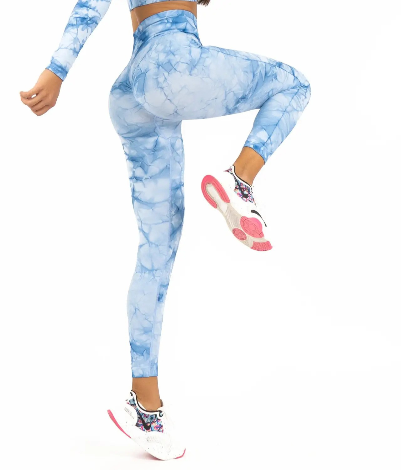 Лосини з ефектом Push Up Push Up мармурові з високою посадкою для тренувань в спортзалі та йоги S Блакитний (70028S) - фото 4