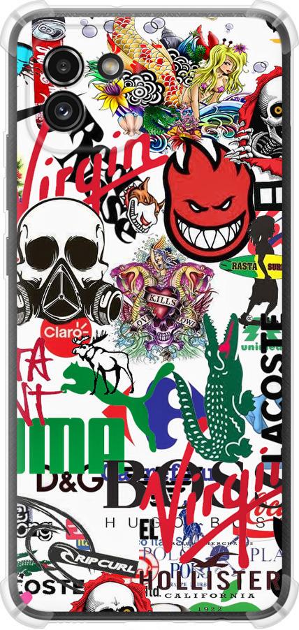 Чехол на Samsung Galaxy A03 A035F Many different logos (4022sp-2499-42517)