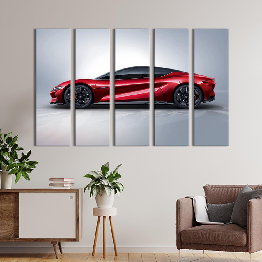 Картина на холсте Красный автомобиль на светлом фоне 155x95 см (1309-51)