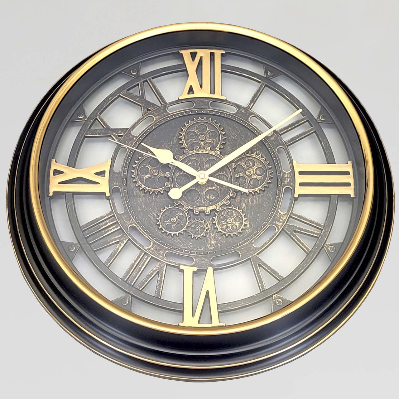Годинник настінний безшумний OV-0031 50,5 см з відкритим механізмом шестернями/колещатками під старину (2861666926)