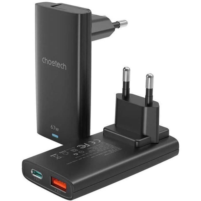 Зарядное устройство Choetech 65 Вт GaN Black (PD6011-EU-BK) - фото 3 Зарядное устройство Choetech 65 Вт GaN Black (PD6011-EU-BK) - фото 3