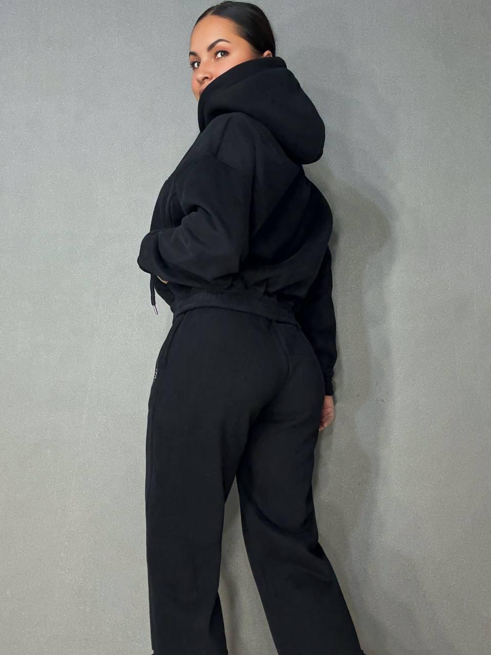 Костюм женский Joy One 80990 утепленный на флисе худи с брюками XL Черный (5955) - фото 6