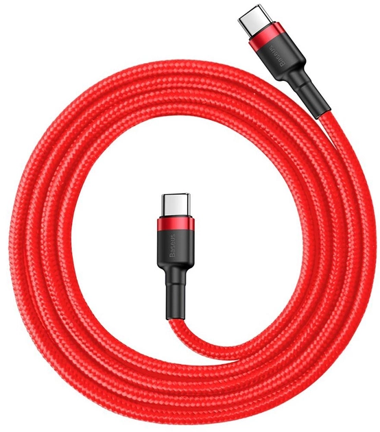 Кабель BASEUS Cafule Series Cable Type-C to Type-C PD2.0 CATKLF-H09 60W 3A 2 м Red - фото 2