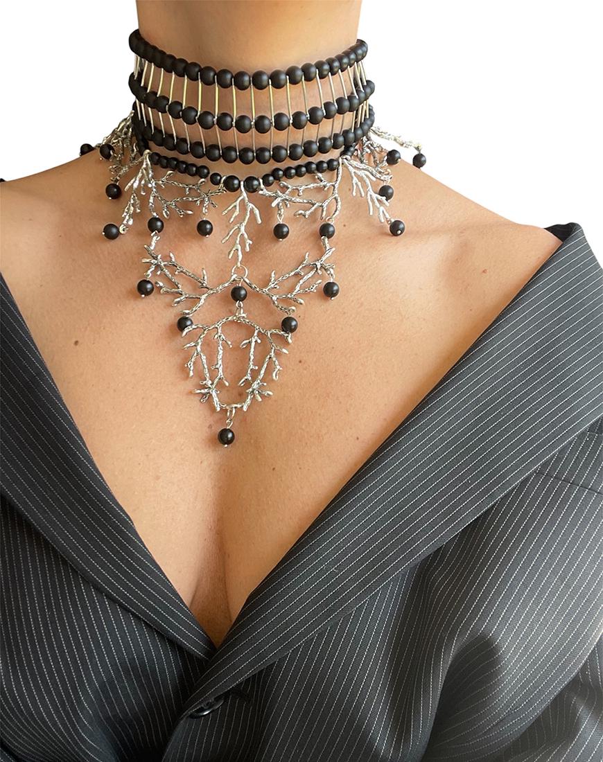 Чокер з гілочками жіночий SMART JEWELRY чорний One size