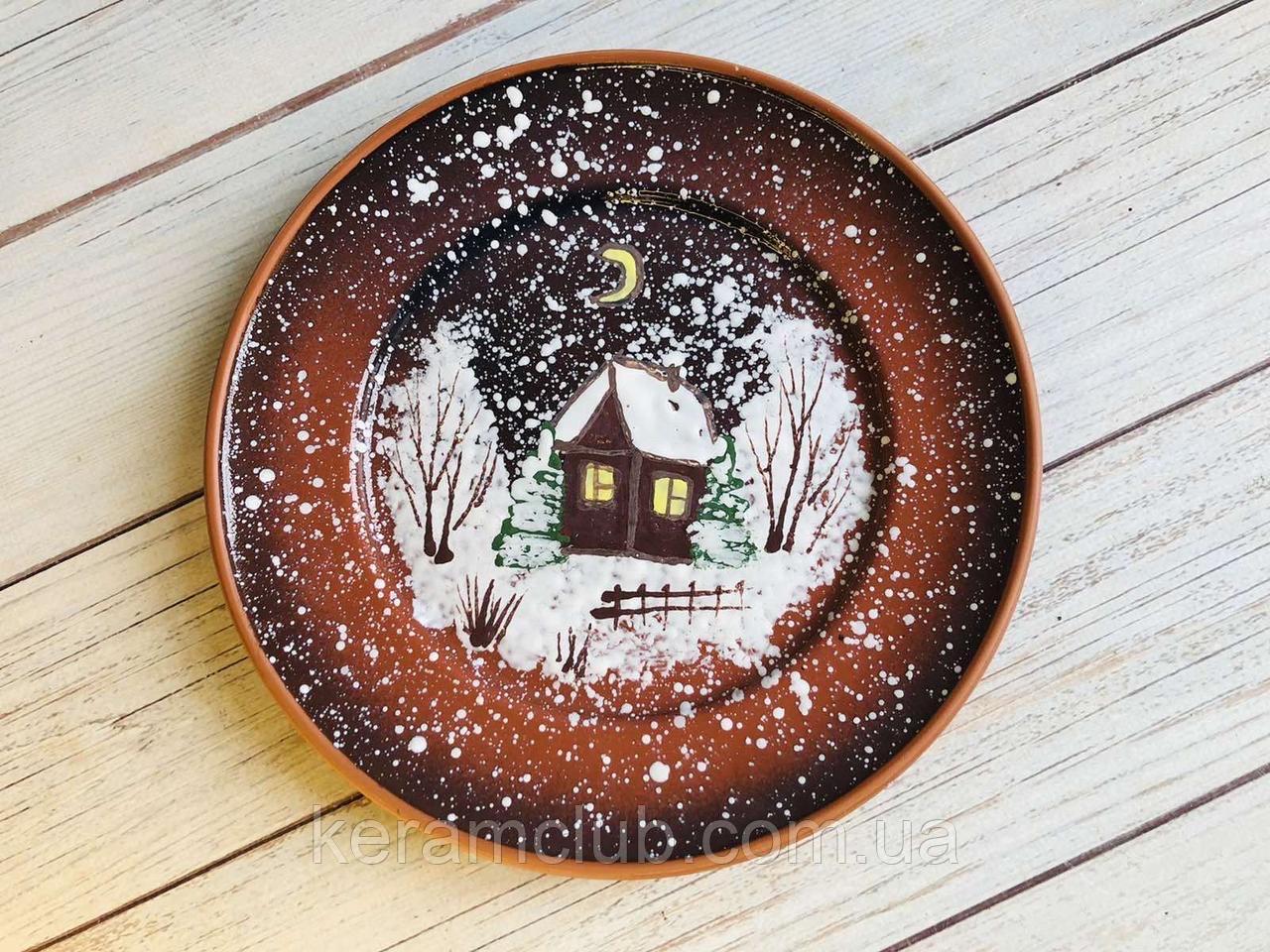 Тарілка глиняна порційна Різдвяна Зима d 20 см з ручним розписом - фото 9 Тарілка глиняна порційна Різдвяна Зима d 20 см з ручним розписом - фото 9
