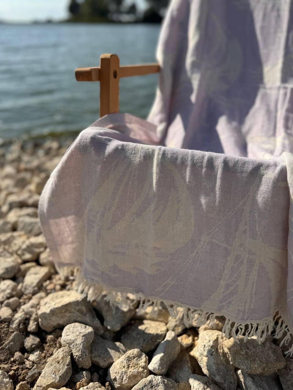 Покрывало гипоаллергенное хлопковое 100х180 см Сиреневый (П4К-AL-peshtamel-002-04) - фото 2 Покрывало гипоаллергенное хлопковое 100х180 см Сиреневый (П4К-AL-peshtamel-002-04) - фото 2