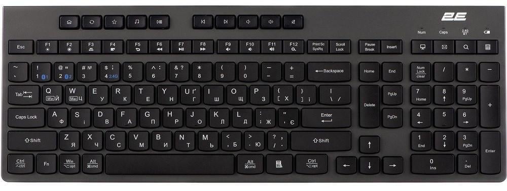 Клавіатура бездротова 2E KS280 Чорний (2E-KS280WBGR_UA)