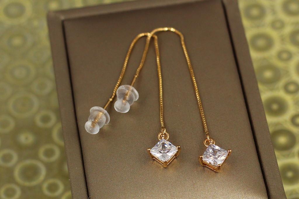 Серьги продевки Xuping Jewelry ромбики 7 мм Золотистый (2287181931)