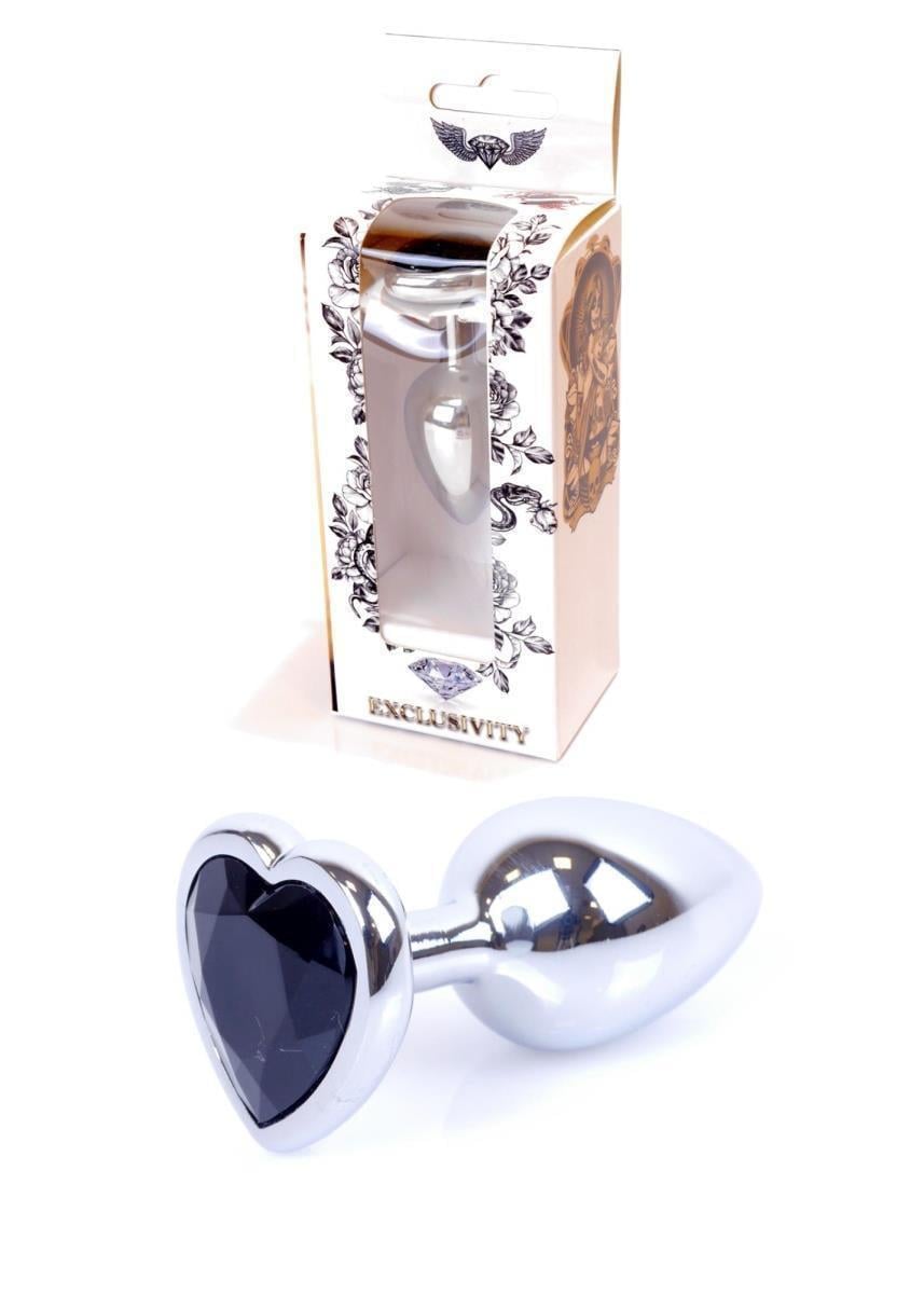 Анальная пробка Boss Series Jewellery Silver Heart/Plug Black (2740900480)