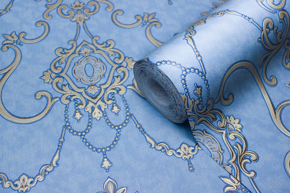 Обои флизелиновые Vinil Зан ДХV-1249 Декор вспененный винил LS 1,06х10,05 м Бежево-голубой