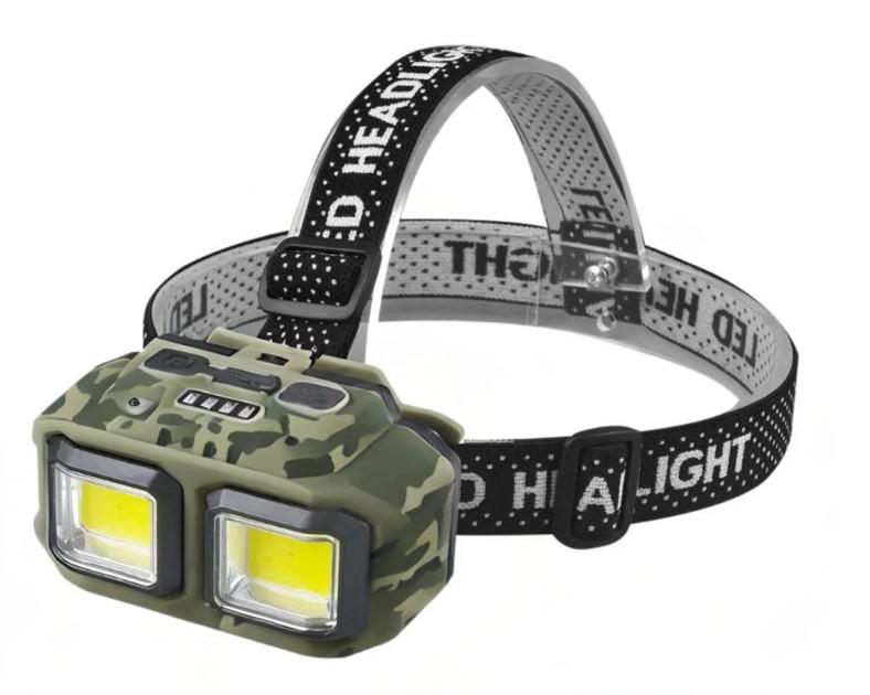 Фонарь налобный HX-M816-2COB white+red Camouflage