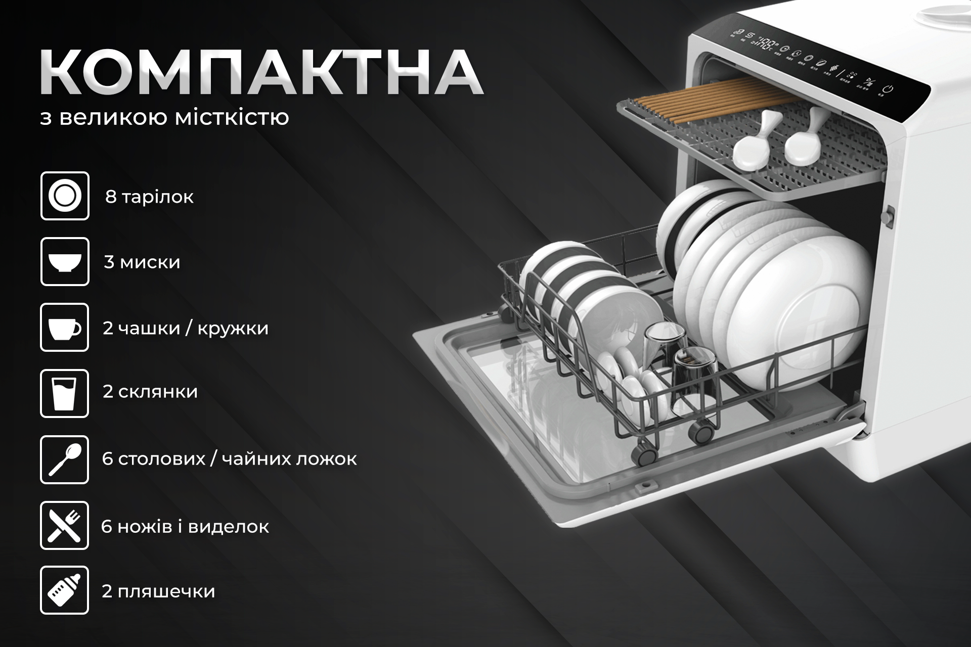 Посудомийна машина iHunt Portable Dishwasher з резервуаром для води 5 л 5 програм - фото 5