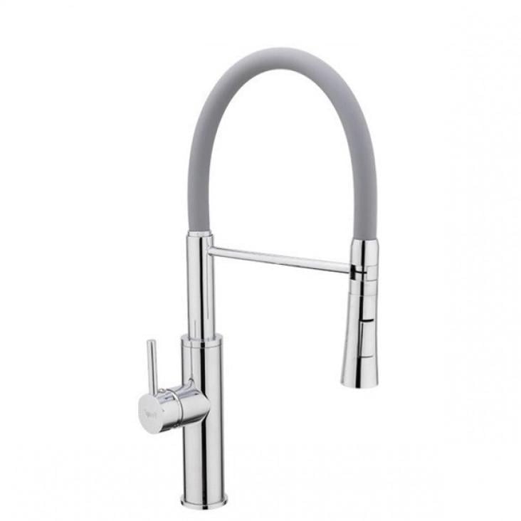 Смеситель для кухни Frap F4452-6 с гибким изливом 2 режима Серый/Хром (1033917)