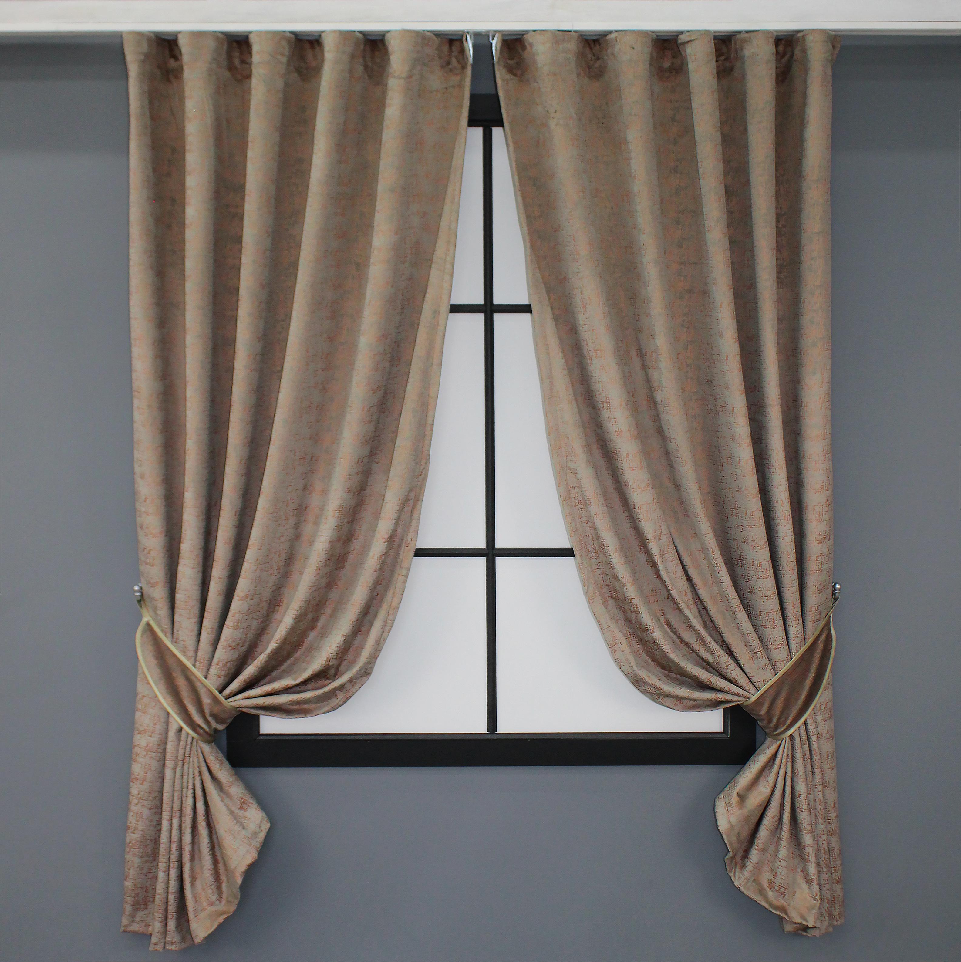 Комплект штор VR-Textil №1129ш Бархат 130х170 см 2 шт. Какао/Терракотовый (35-0054)