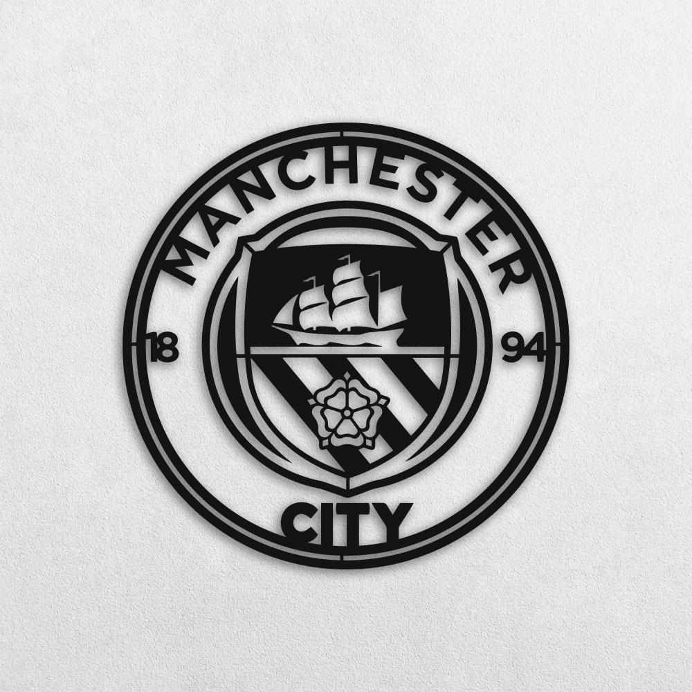 Настенное панно из дерева TWD FC Manchester City 40х40 см Черный (ww-WALL51005)