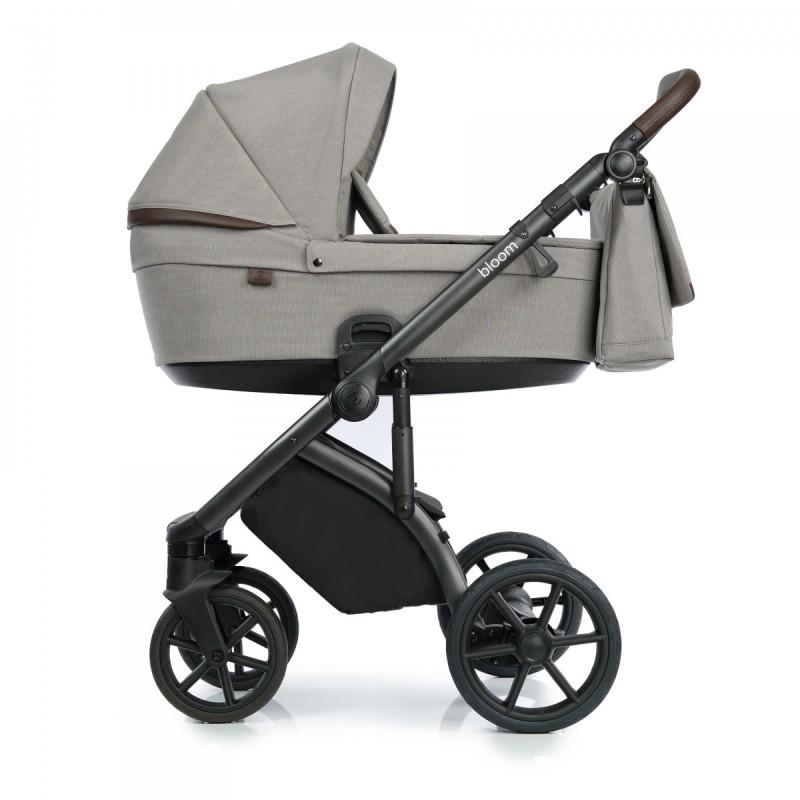 Коляска Roan Bloom универсальная 2в1 с багажной корзиной и сумкой Beige stripes