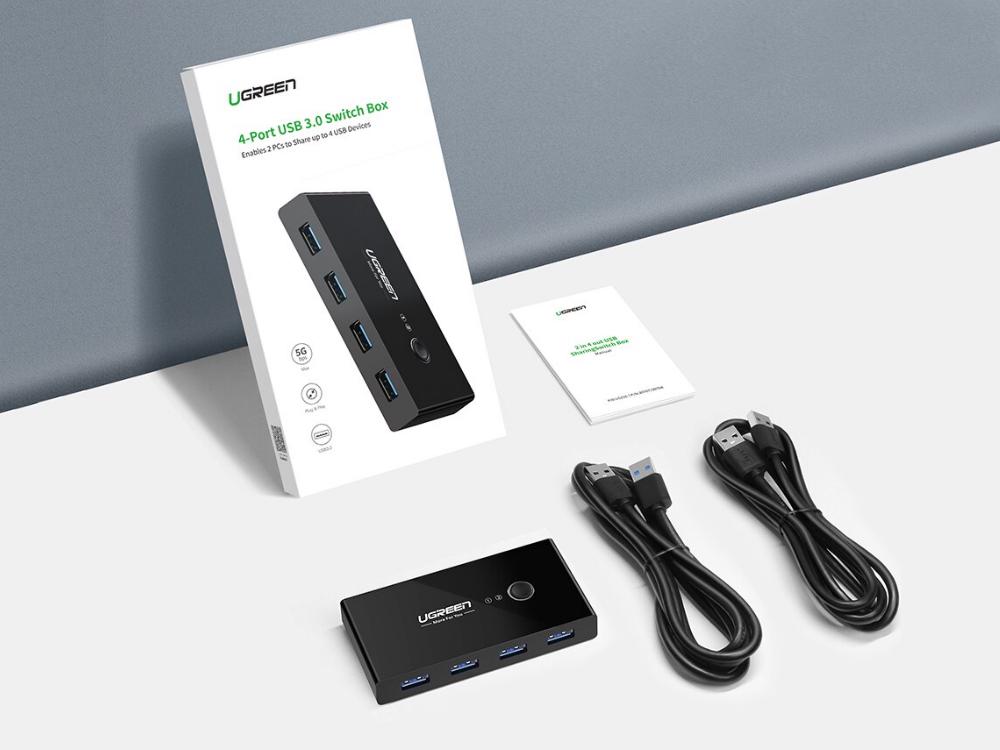 Комутатор KVM Ugreen USB 3.0 Switch Box 4 в 2 - фото 6
