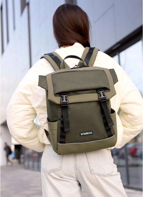 Городской рюкзак женский Sambag с карманами и отделением под ноутбук Хаки (10210291339)