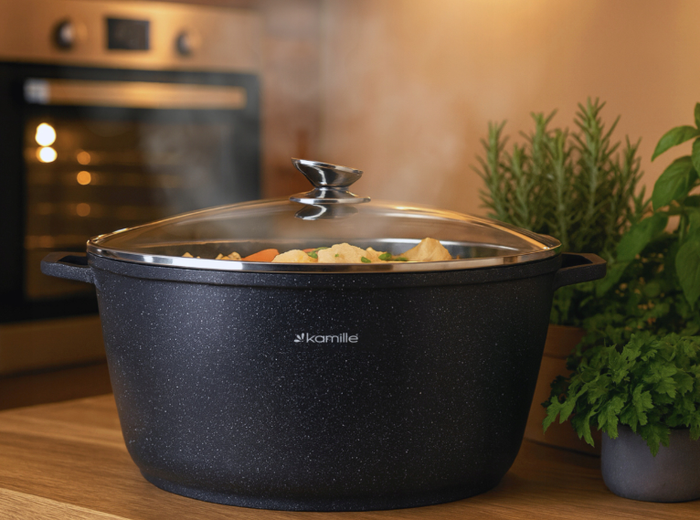 Каструля Kamille з литого алюмінію з кришкою та антипригарним покриттям 18,5 л (4483) - фото 6 Каструля Kamille з литого алюмінію з кришкою та антипригарним покриттям 18,5 л (4483) - фото 6