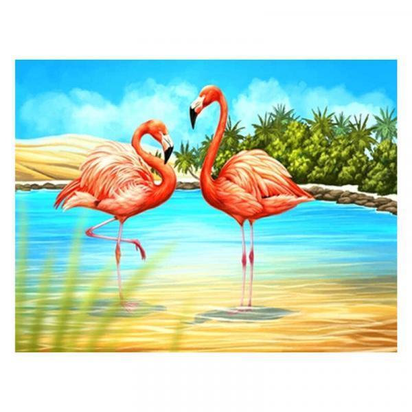 Алмазна мозаїка TK Group Фламінго на тропічному острові 40х30 см з рамкою в коробці (GB75103-mt)