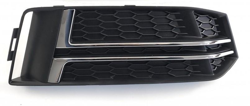 Решетка бампера AVTM Audi A4 B9 16- S-Line левая с молдингами Хром (1227 911)