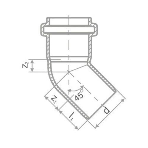 Колено канализационное бесшумное Pestan S-Line ⌀ 110 мм 45º - фото 2