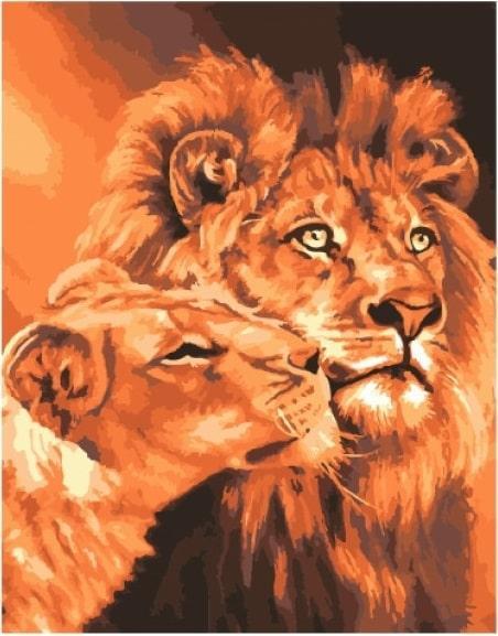 Картина по номерам Brushme Влюбленные львы 40х50 см в термопакете (BS7279-mt)