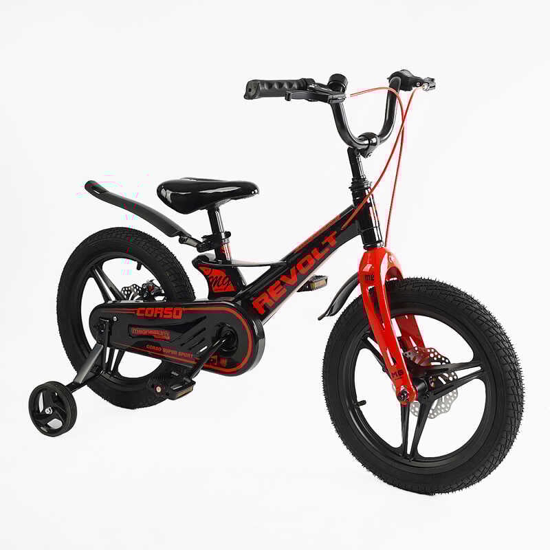 Велосипед Corso REVOLT 16" 2-х колесный магниевая рама/дисковые тормоза/собран на 75% Black/Red (163955)