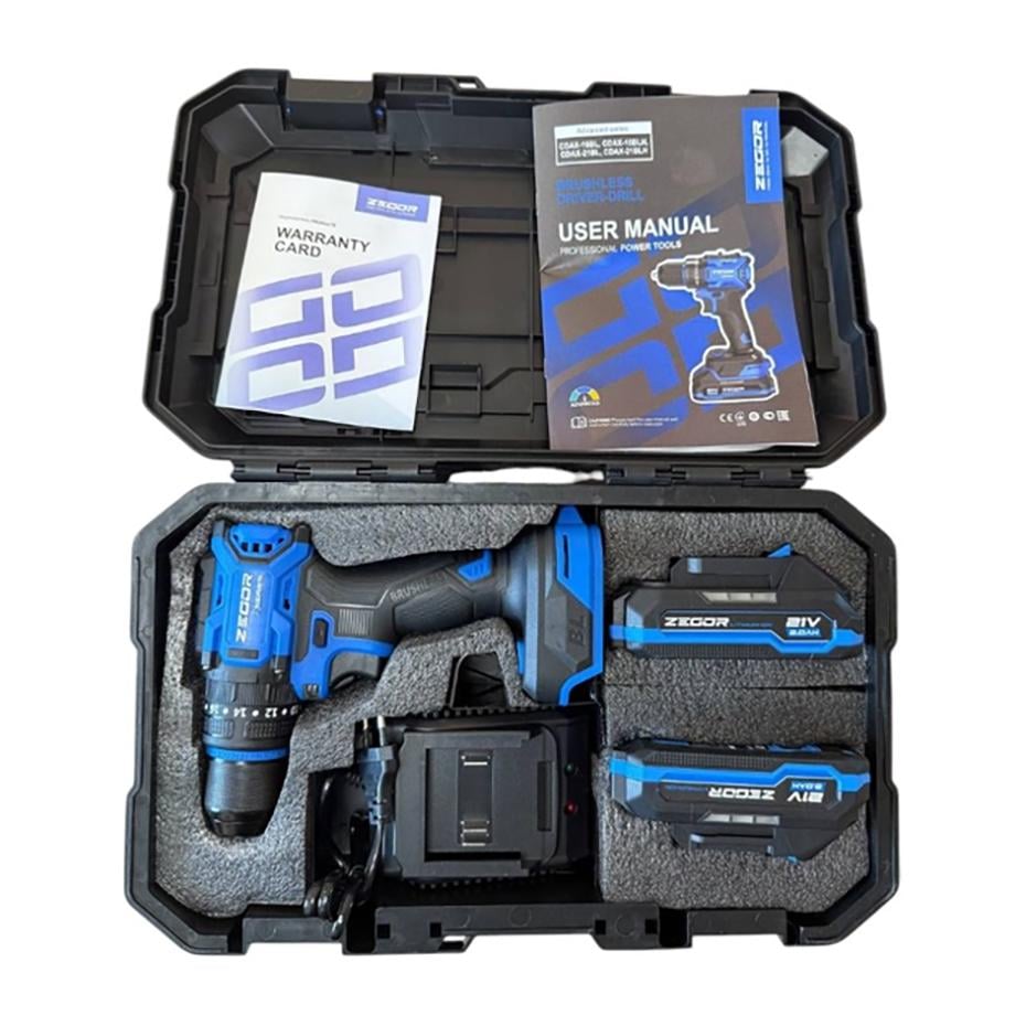 Шуруповерт ударний акумуляторний безщітковий Zegor CDAX-21BLH/21В/2 швидкості/2 батареї 21В 2Ач/реверс/підсвічування/кейс - фото 7