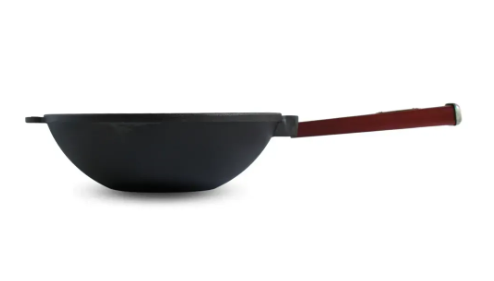 Сковорода чугунная Brizoll WOK с деревянной ручкой и стеклянной крышкой 2,8 л Bordo (W26HP2-6) - фото 4 Сковорода чугунная Brizoll WOK с деревянной ручкой и стеклянной крышкой 2,8 л Bordo (W26HP2-6) - фото 4